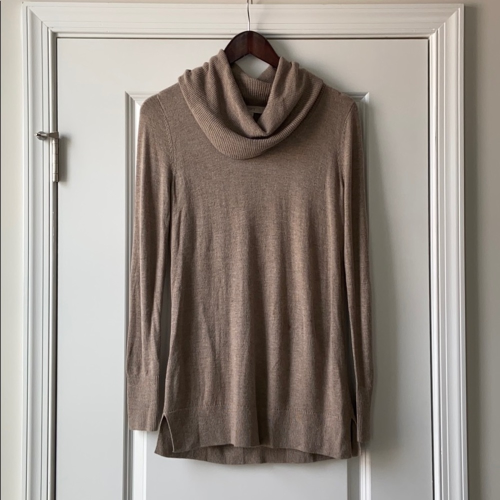 Loft cream cowlneck tunic sweater